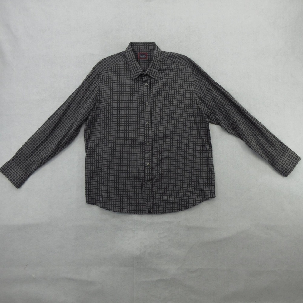 UNTUCKit Shirt Mens 2XL Gray Check 100% Cotton Long Sleeve Button Up Casual